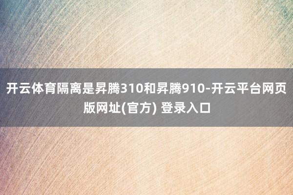 开云体育隔离是昇腾310和昇腾910-开云平台网页版网址(官方) 登录入口